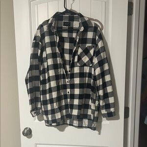 Black and White Plaid Button Down Shirt